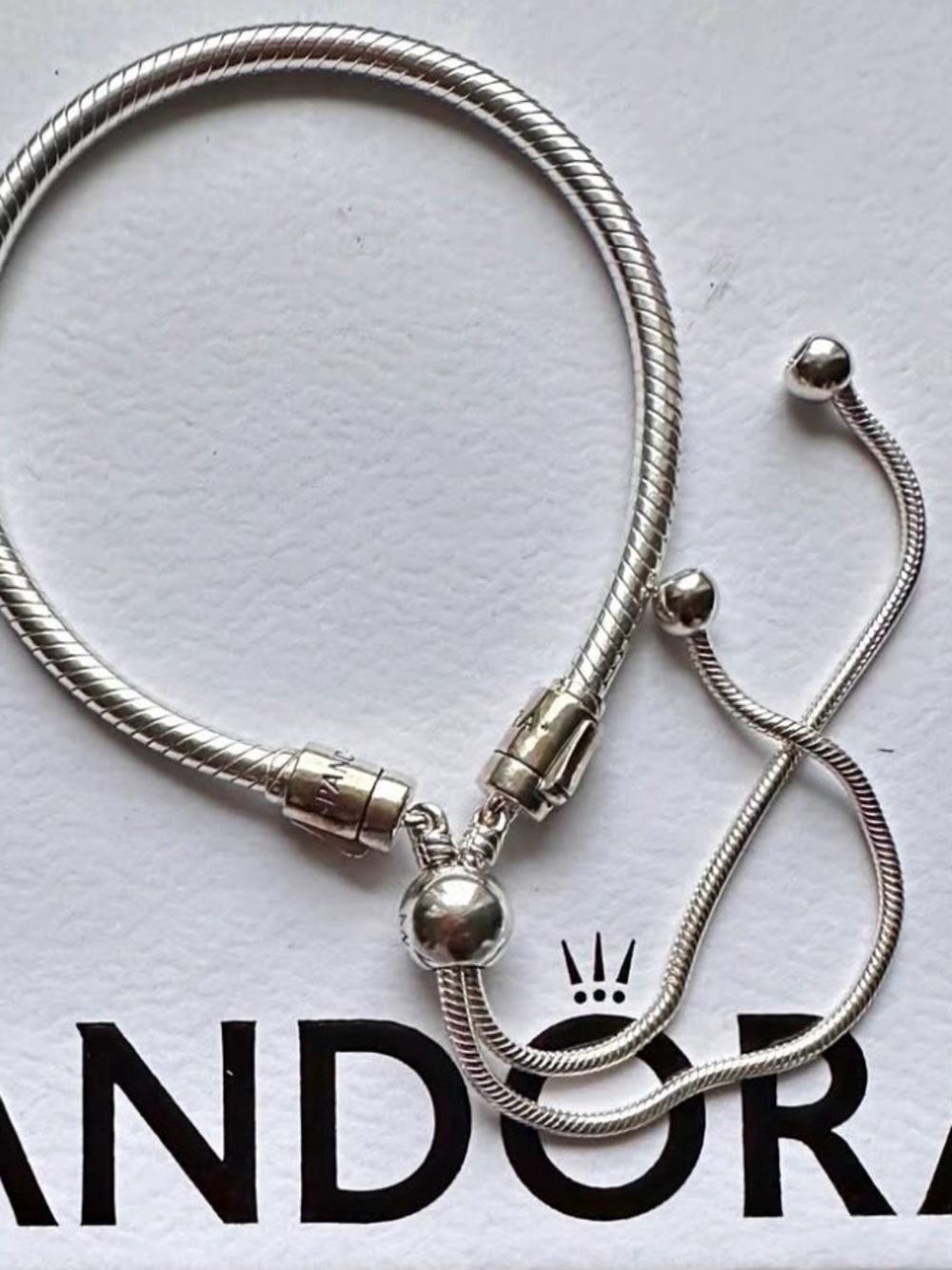 Pandora Silver Adjustable Snake Chain Slider Bracelet - Silver